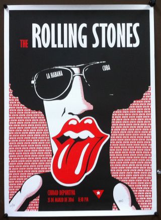 Rolling Stones Havana Cuba March 25,  2016 Concert Poster Signed By Artist Ares