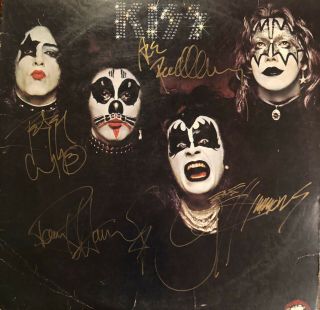 Kiss Debut Lp Originally Autographed By Gene Paul Ace And Peter