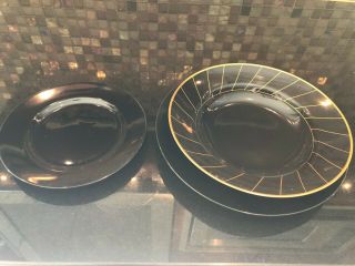 Fitz And Floyd Harlowe Black And Gold Dinner Ware - - Service For 12