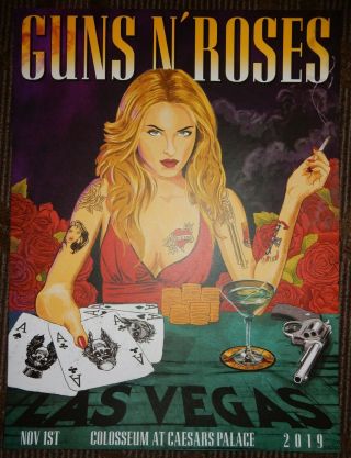 Guns N Roses Las Vegas Poster Lithograph Caesars 11/1 Night 1 Xx/200 2019