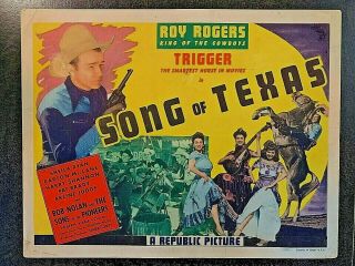 Song Of Texas 1943 Title Lobby Card,  Roy Rogers