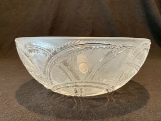 Vintage Lalique Pinsons Sparrow Bird Bowl France Crystal 9 1/4 