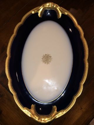 Antique Jean Pouyat Limoges Porcelain 19 " Large Oval Serving Platter Jpl Cobalt