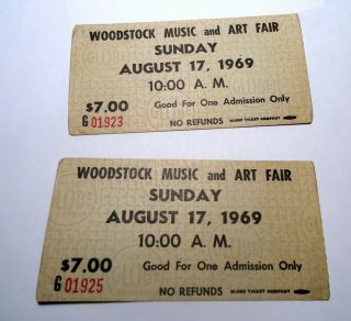 Woodstock/jimi Hendrix Advanced Black Print 2 Tickets Rare