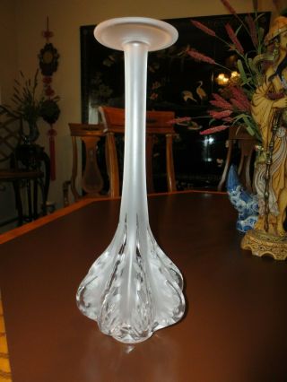 Lalique France Satin Crystal Glass Marie Claude Vase 14 " Tall Signed