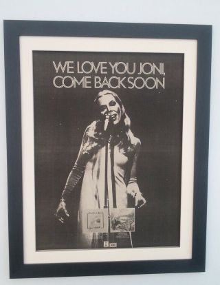 Joni Mitchell We Love You 1974 Rare Poster Ad Framed Fast World Ship
