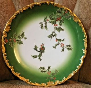 Limoges Holly Berries T&v France Plate 10 Inch