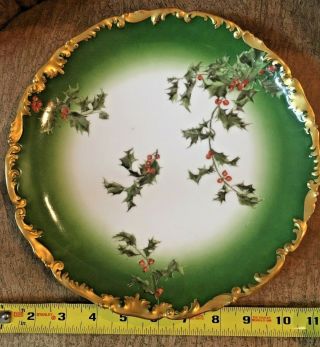 Limoges Holly Berries T&V France Plate 10 inch 5