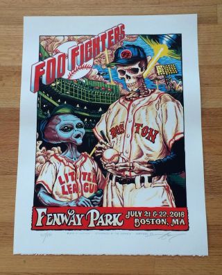 Foo Fighters Official 2018 Boston Fenway Park Aj Masthay Red Sox Poster D /500