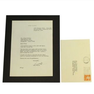 John Wayne Autographed Letter To Pga Pro Doug Sanders Jsa Aloa With Envelope