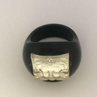 Lalique Masque De Femme Art Deco Ring Size 6 US/ 52 FR Ex.  Cond. 4