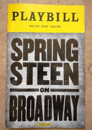 Springsteen On Broadway Playbill York City Show Bruce Walter Kerr Theatre