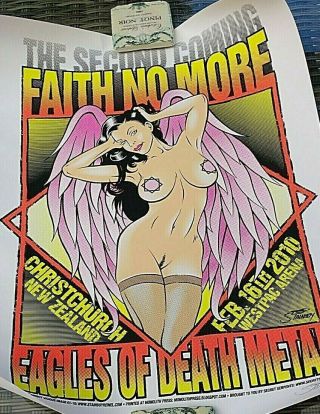 Faith No More Signed 18 X 24 Concert Poster Christchurch 2010 Stain Boy
