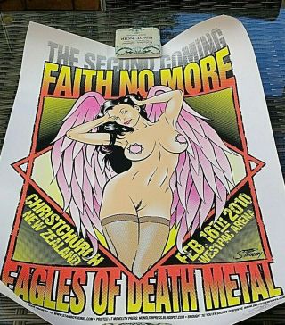 FAITH NO MORE Signed 18 X 24 Concert Poster Christchurch 2010 Stain boy 2