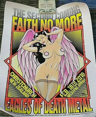 FAITH NO MORE Signed 18 X 24 Concert Poster Christchurch 2010 Stain boy 5