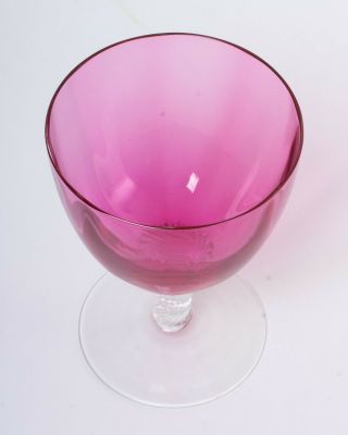 Set of 11 George Borgfeldt Lisa Cranberry Optic Wine Goblet Glasses Twist Stem 3
