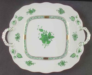 Herend Chinese Bouquet Green (av) 430 Square Handled Cake Plate 6550078