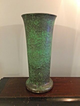 Weller Art Pottery Coppertone Vase Tall 15 1/4 " Mottled Green Arts & Crafts