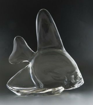 Steuben Hand Blown Crystal Glass Angel Fish Art Sculpture Figurine 10 5/8 "