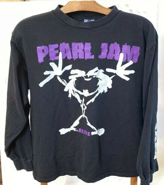 Pearl Jam Authentic Vintage Shirt Alive Long Sleeve 1993 Black Purple Logo Sz Xl