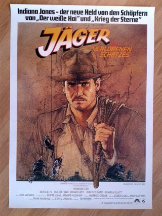 Raiders Of The Lost Ark German 1 - Sheet Spielberg Rare - Unfolded Amsel