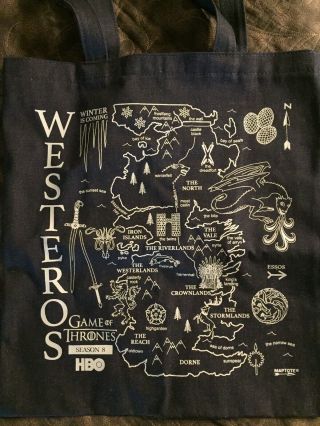 Game Of Thrones Season 8 Got The Final Season Westeros Map Blue Denim Tote Bag