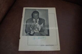 Vintage 1948 Louis Armstrong Autographed Signed Jazz Hot Revue