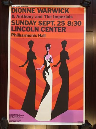 Dionne Warwick - Anthony & The Imperials Concert Poster Milton Glaser
