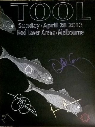 Signed 2013 Tool Tour Poster At Rod Laver Arena In Melbourne,  Au (4/28/2019)