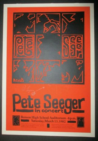 Pete Seeger - Signed Limited Edition Concert Poster - Portland - 1982 - Jack Mccarty