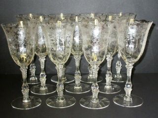 11 Matching Crystal 3121 Rose Point Dinner Water Goblets / Cambridge