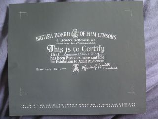 British Bbfc Film Certification Card Sparrows Can 