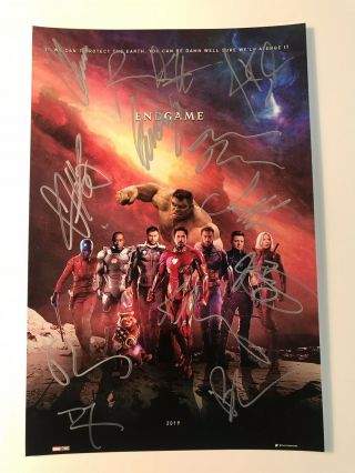 Avengers Endgame Cast Signed Poster 8x12 W/