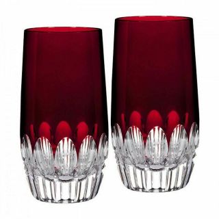 Waterford Crystal Mixology Talon Ruby Red Set/2 Highball Tumblers Pair