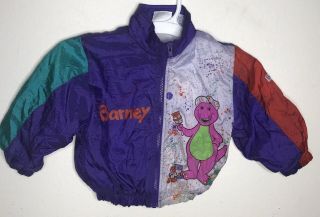 Vintage 1992 Barney Childrens Zip Up Jacket 3t Lyons Group Mighty Mac Purple