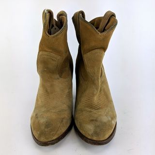 Miranda Lambert FRYE Beige Leather Stacked Heel Ankle Boots Size 8.  5 B 2