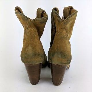Miranda Lambert FRYE Beige Leather Stacked Heel Ankle Boots Size 8.  5 B 3