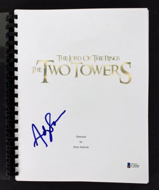 Andy Serkis Signed Lord Of The Rings The Two Towers Movie Script Bas C18666