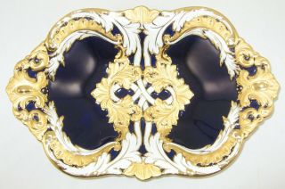 Meissen Porcelain 1852 - 1870 Cobalt & Gold " 12 1/4 " Oval Bowl "