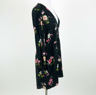 Miranda Lambert ZARA WOMAN Black Floral Print Long Sleeve V Neck Dress Size M 2