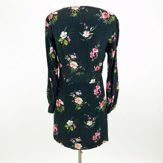 Miranda Lambert ZARA WOMAN Black Floral Print Long Sleeve V Neck Dress Size M 3