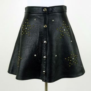 Miranda Lambert Unbranded Black Studded Leather A - Line Mini Skirt No Size