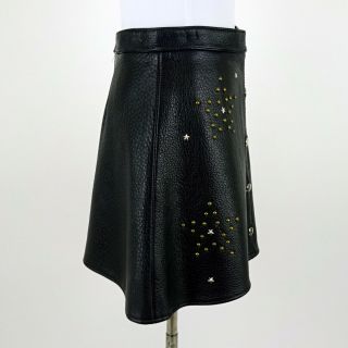 Miranda Lambert UNBRANDED Black Studded Leather A - Line Mini Skirt No Size 2
