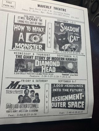 Movie Theatre Flyer “How To Make A Monster “ And Others 2
