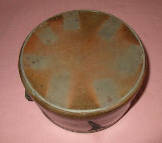 Antique 19th C Stoneware Decorated Small Pennsylvania Decorated Cake Crock 12