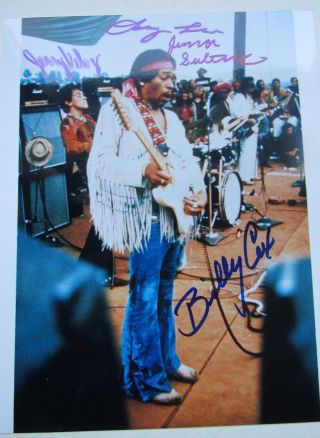Jimmy Hendrix Signed Woodstock 1969 8 X 10 By Billy Cox Larry Lee Sultan J Velez