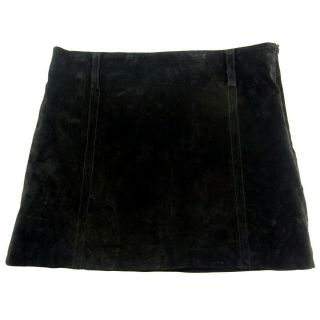 Miranda Lambert Zara Woman Black Leather Side Zip Mini Skirt Size L