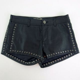 Miranda Lambert People Black Studded Faux Leather Shorts Size 6