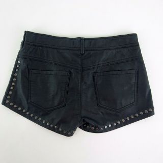 Miranda Lambert PEOPLE Black Studded Faux Leather Shorts Size 6 2