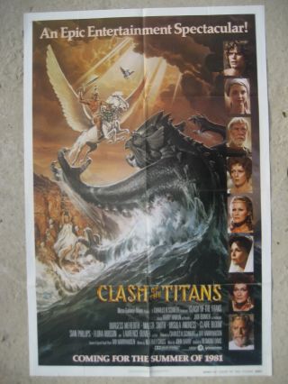Clash Of The Titans One Sheet Us Movie Poster Adv.  Harryhausen 27x41 " Film 1981